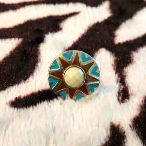 Brown/Turquoise/Silver Ring